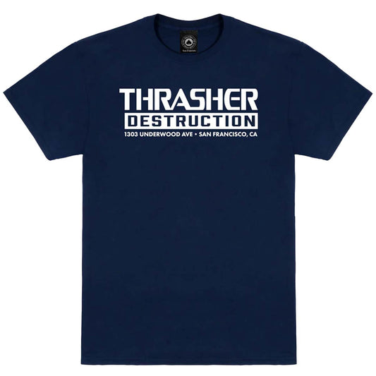 Thrasher Destruction Tee Navy Front