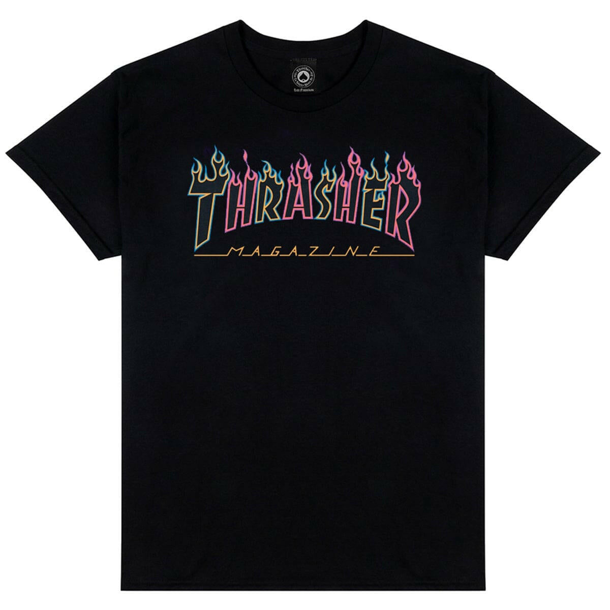 Thrasher - Double Flame Neon Youth Tee Black.