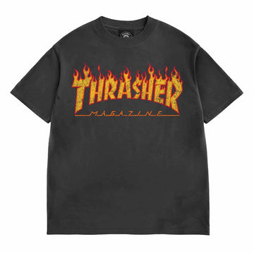 Thrasher Flame Vintage Tee Black