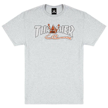 Thrasher - Toy Machine Pyramid Tee Ash Grey.