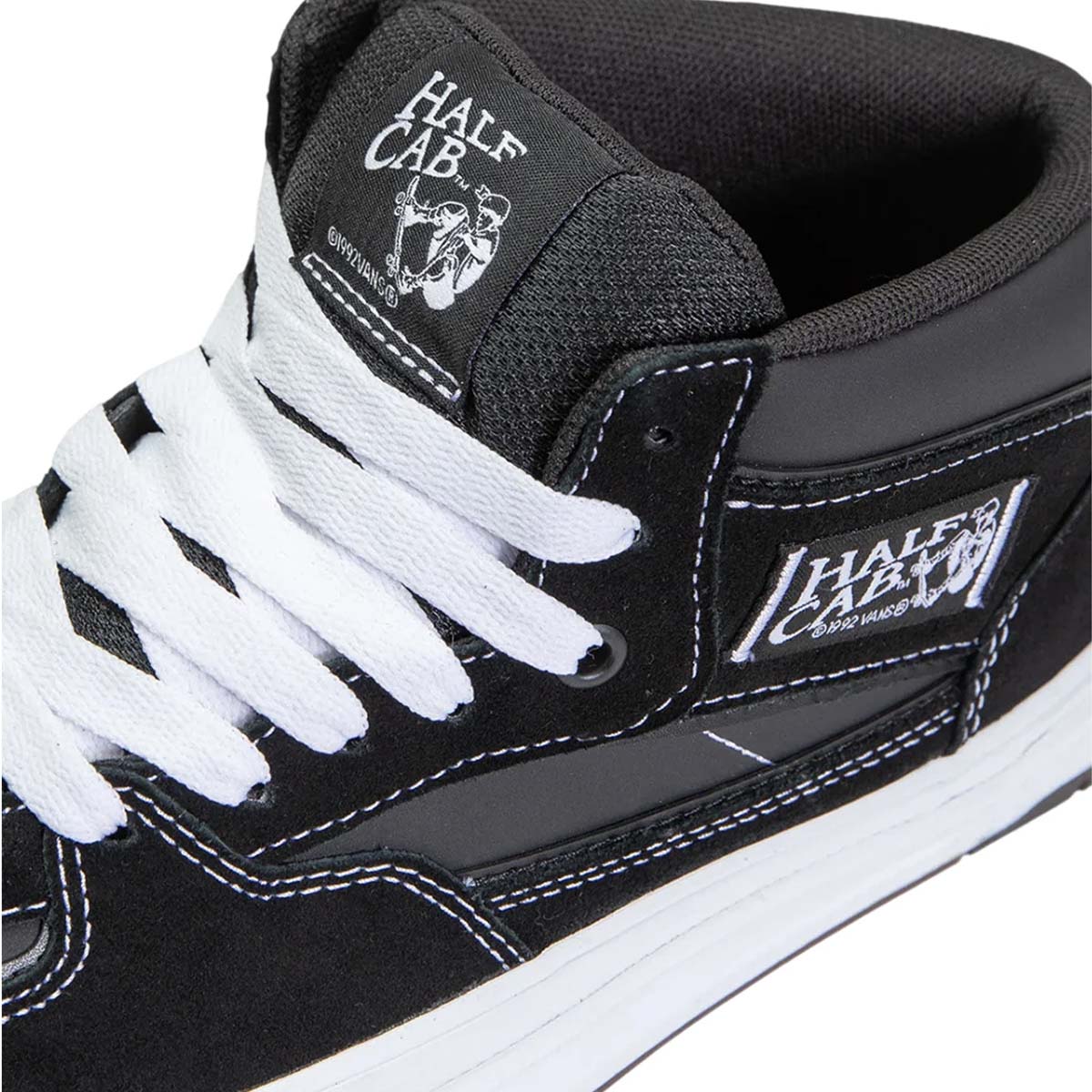 Vans Skate Half Cab Wafflecup Shoes Black/White Side