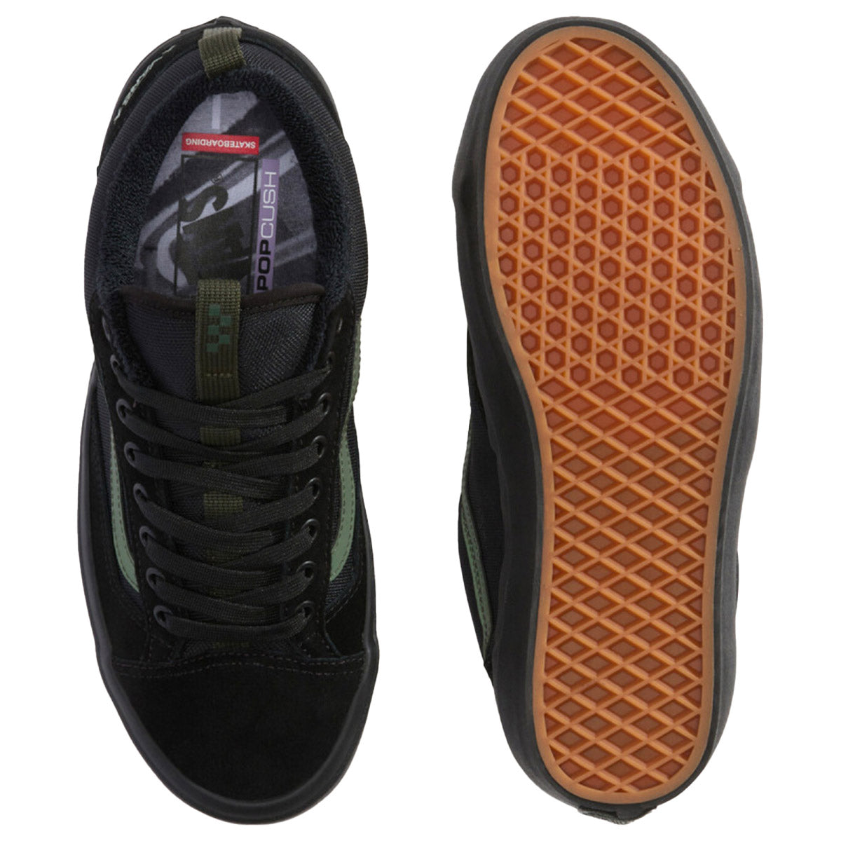 Vans Skate Old Skool 36+ Atiba Shoes Black/Dark Green