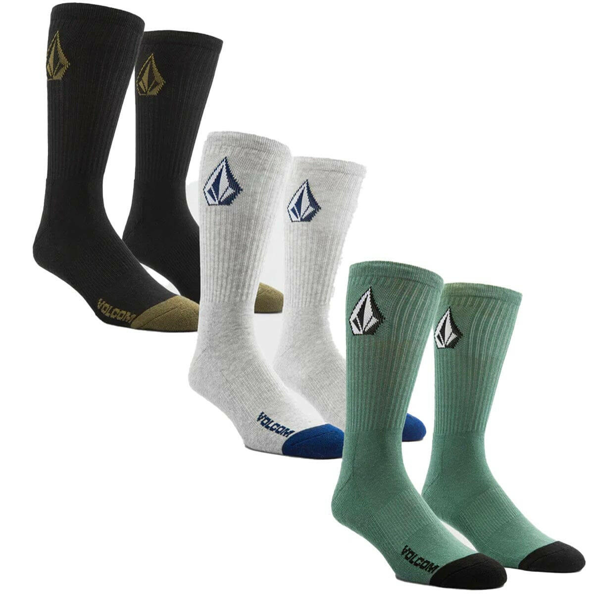 Volcom - Full Stone 3 Pack Socks Petrol.