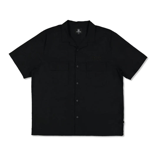 Volcom Spares II Short Sleeve Shirt Black front flat lay