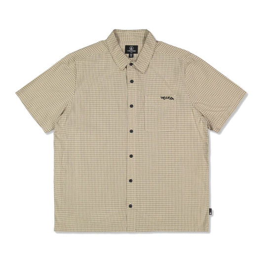 Volcom Temper Short Sleeve Shirt Castlerock front flat lay