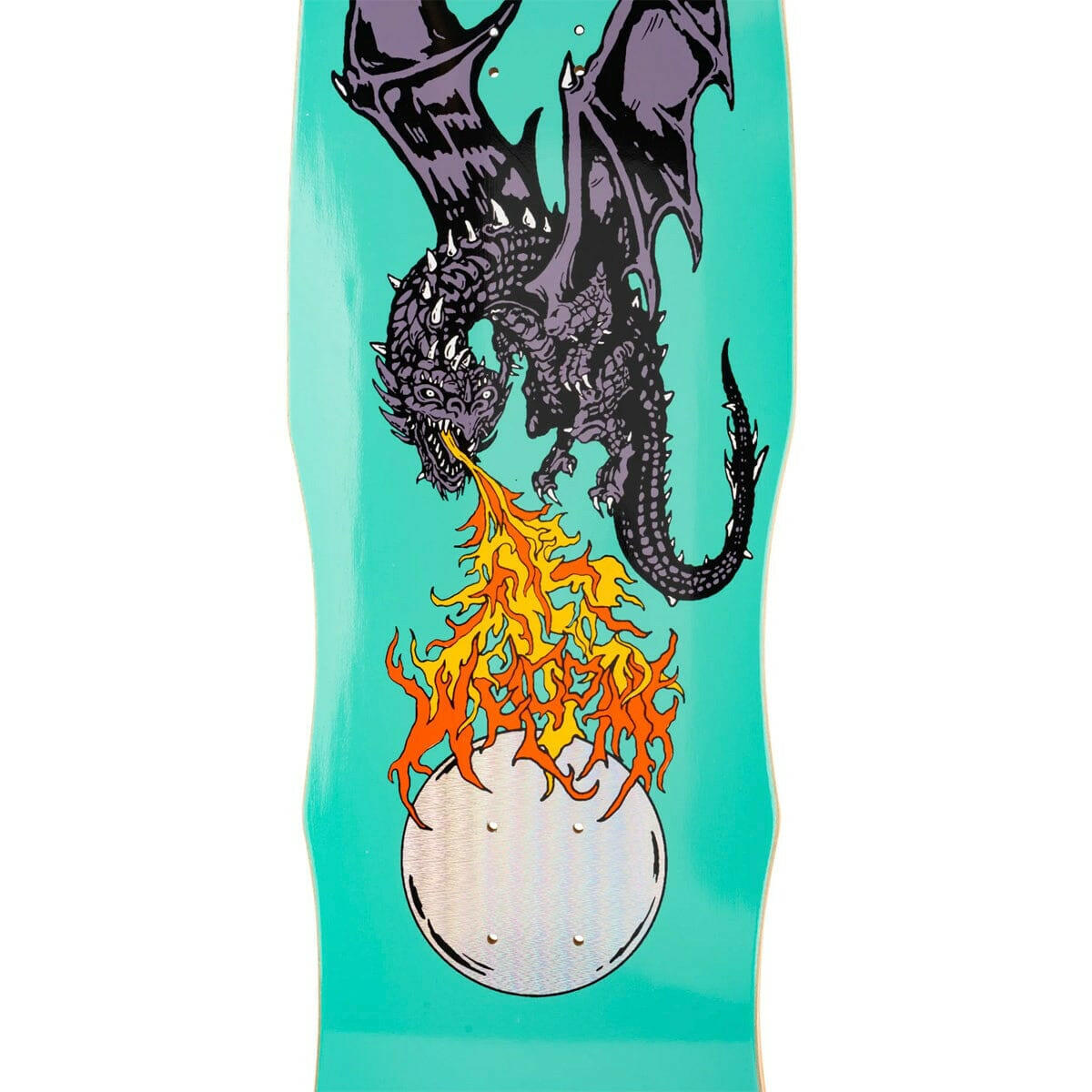 Welcome - Fire Breather on Dark Lord 9.75 Skateboard Deck.