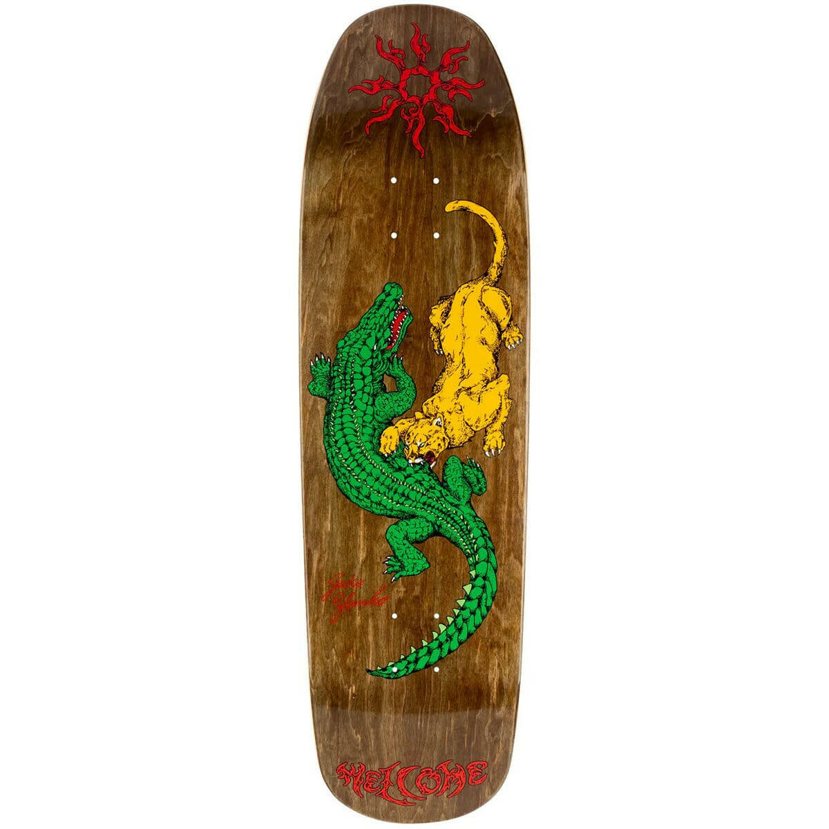 Welcome - Jake Yanko Swamp Fight on Panther Brown 9.0 Skateboard Deck.