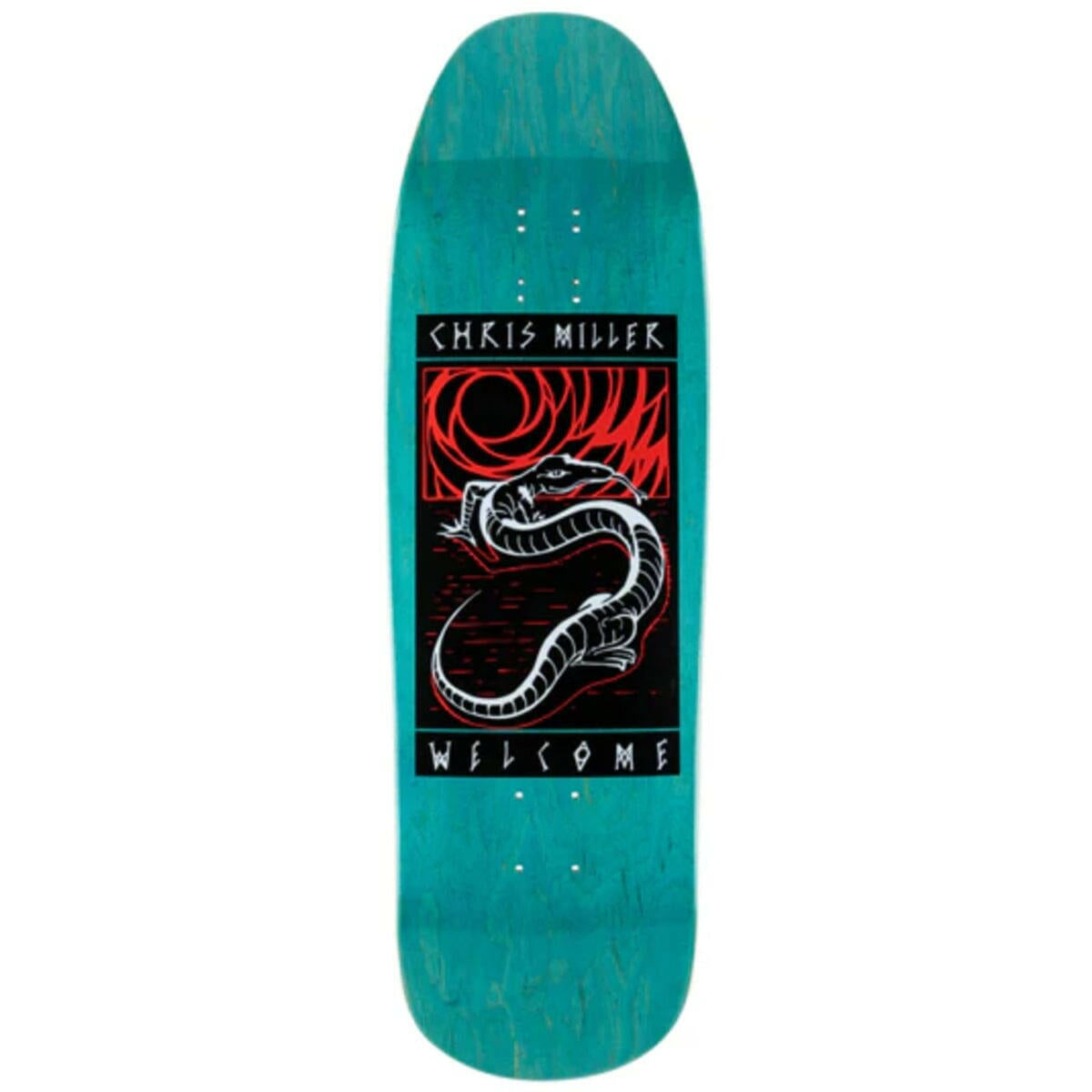 Welcome - Chris Miller Lizard on Gaia 9.6 Skateboard Deck.