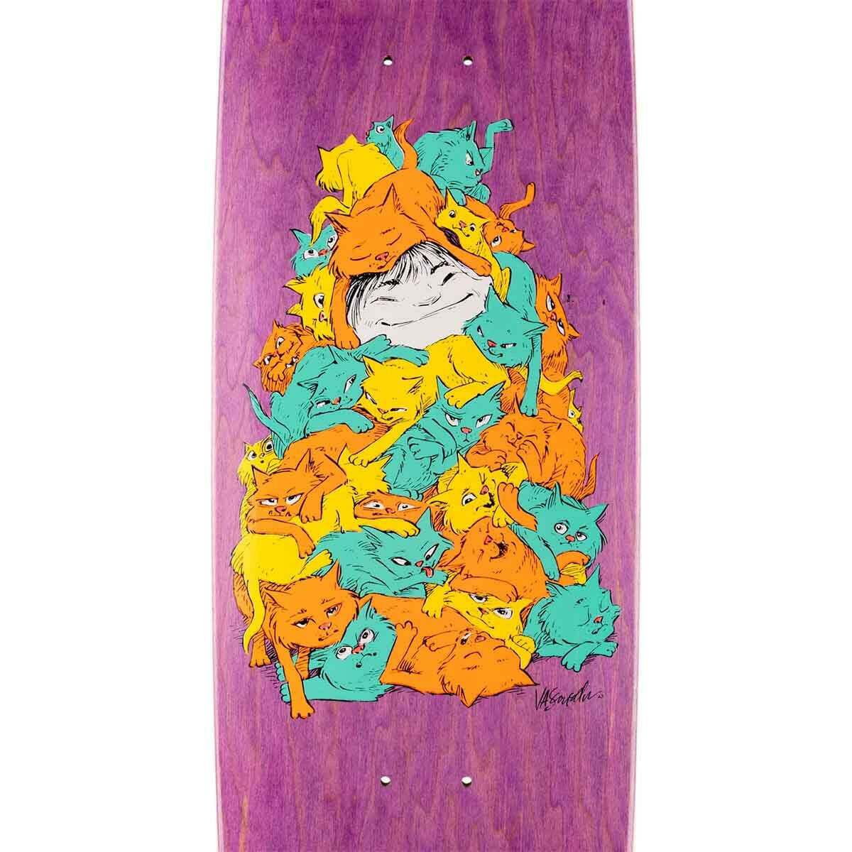 Welcome - Nora Vasconcellos Purr Pile on Sphynx Purple 8.8 Skateboard Deck.