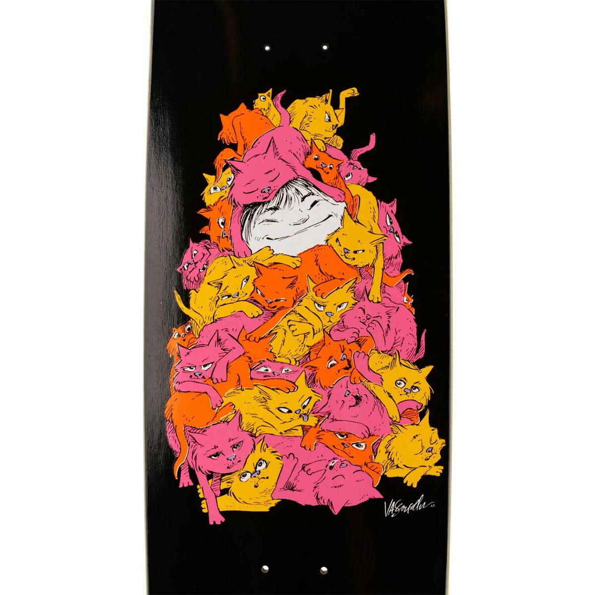 Welcome - Nora Vasconcellos Purr Pile on Sphynx Black 8.8 Skateboard Deck.