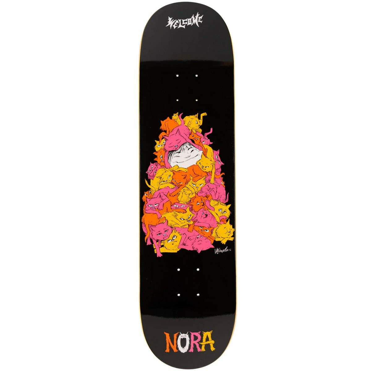 Welcome - Nora Vasconcellos Purr Pile Black 7.75 Skateboard Deck.