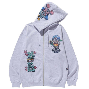 Xlarge - Painting Zip Up Hoodie Ash.