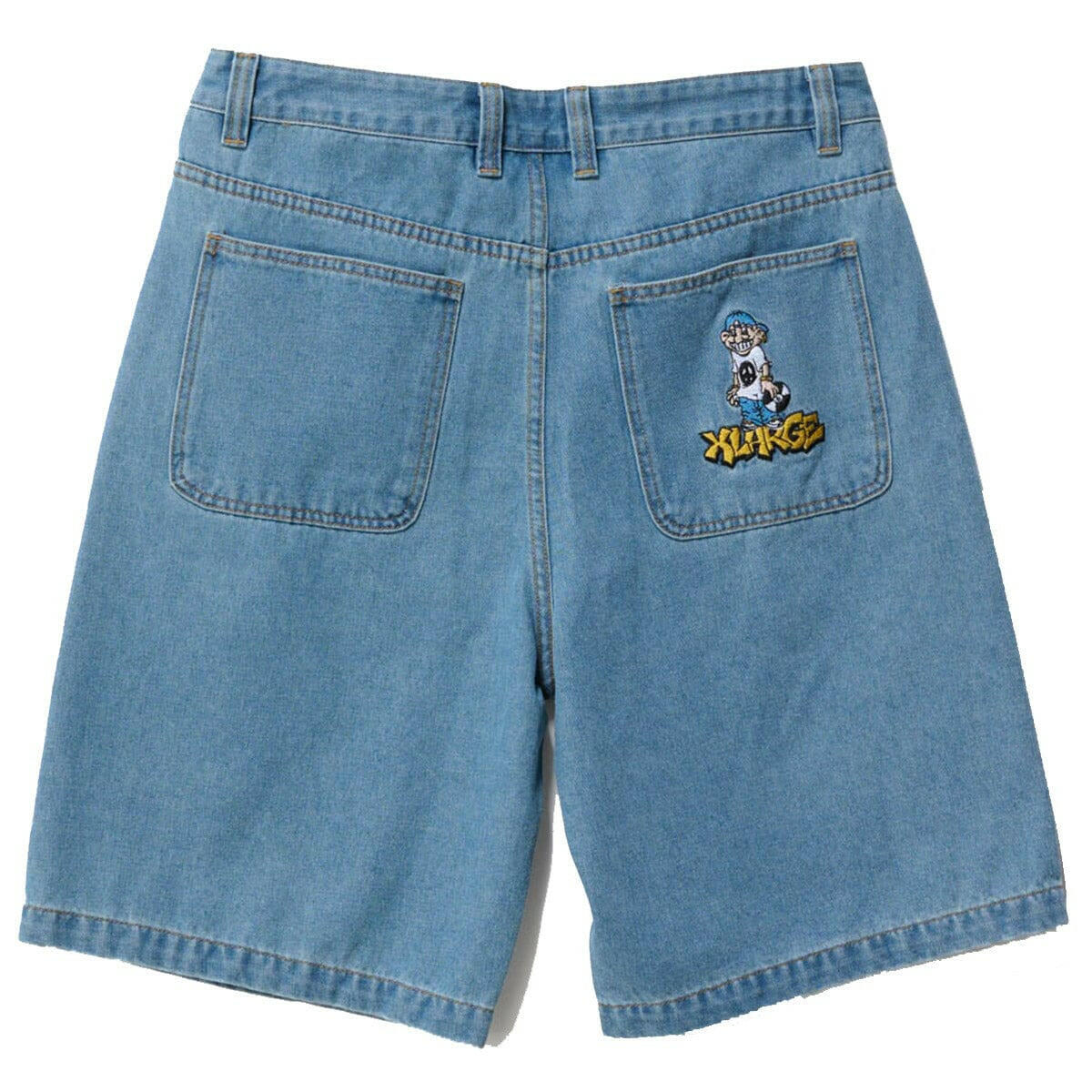 XLarge - Peace Man Bull Denim Shorts Mid Blue Denim.