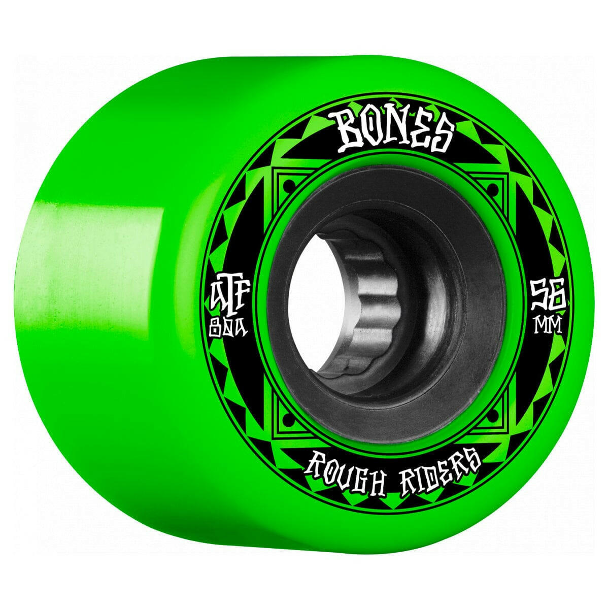 Bones - Rough Riders Runners Green 56MM 80A ATF Skateboard Wheels.