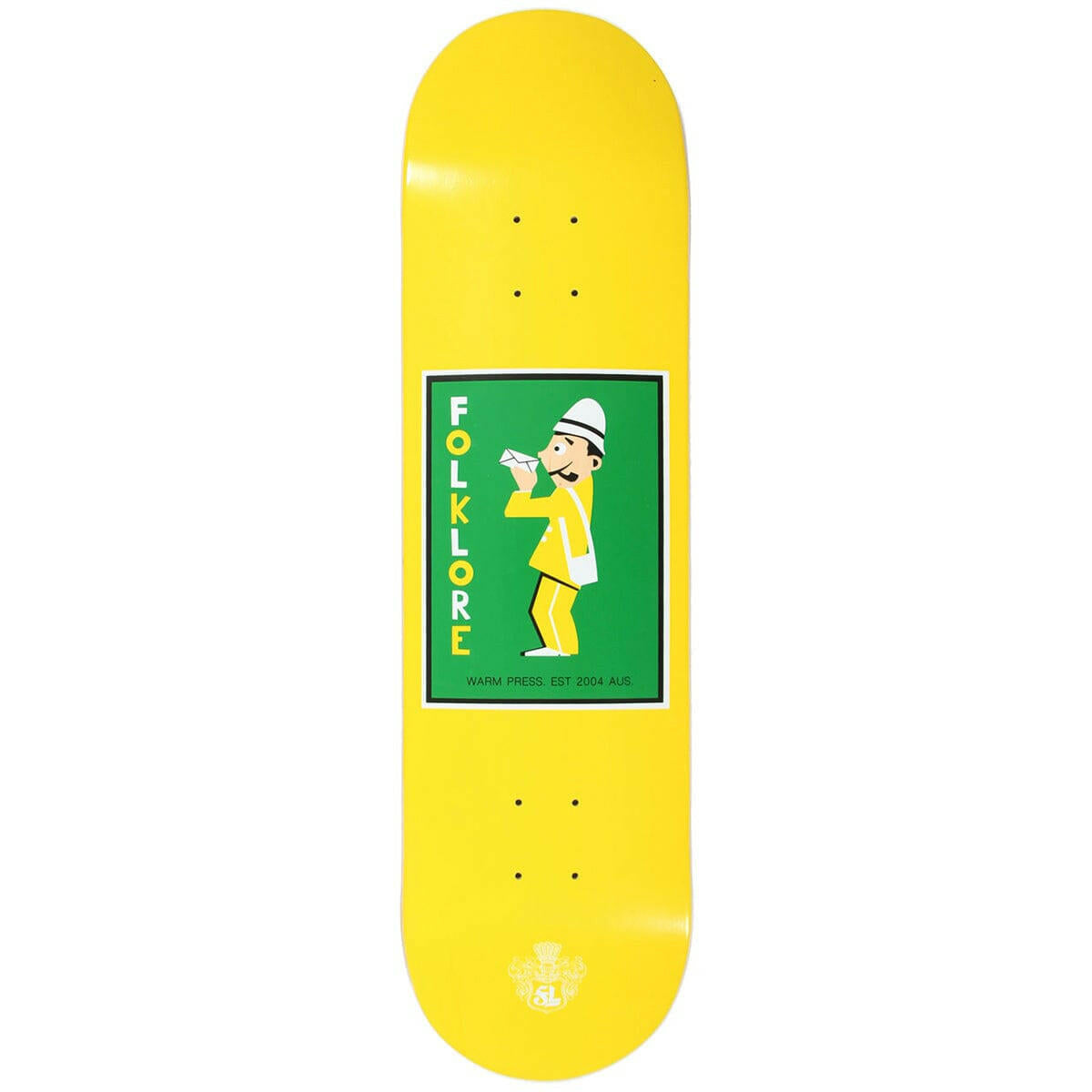 Folklore - Mail Man Yellow 7.75" Skateboard Deck.