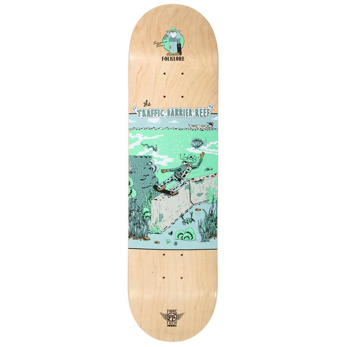 Folklore - Traffic Barrier Reef Blue 7.75" Skateboard Deck.