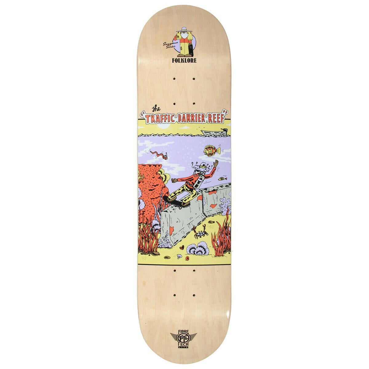 Folklore - Traffic Barrier Reef Yellow 7.75" Skateboard Deck.