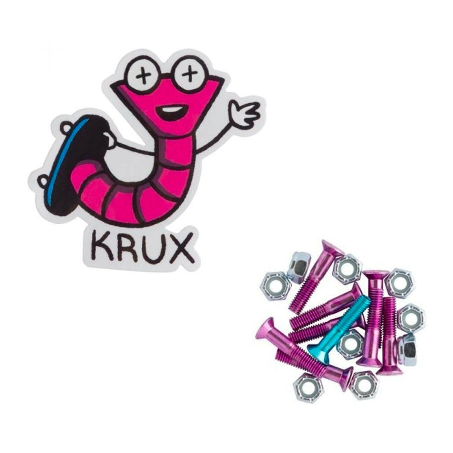 Krux - Krome Pink/Blue 1" Phillips Bolts.
