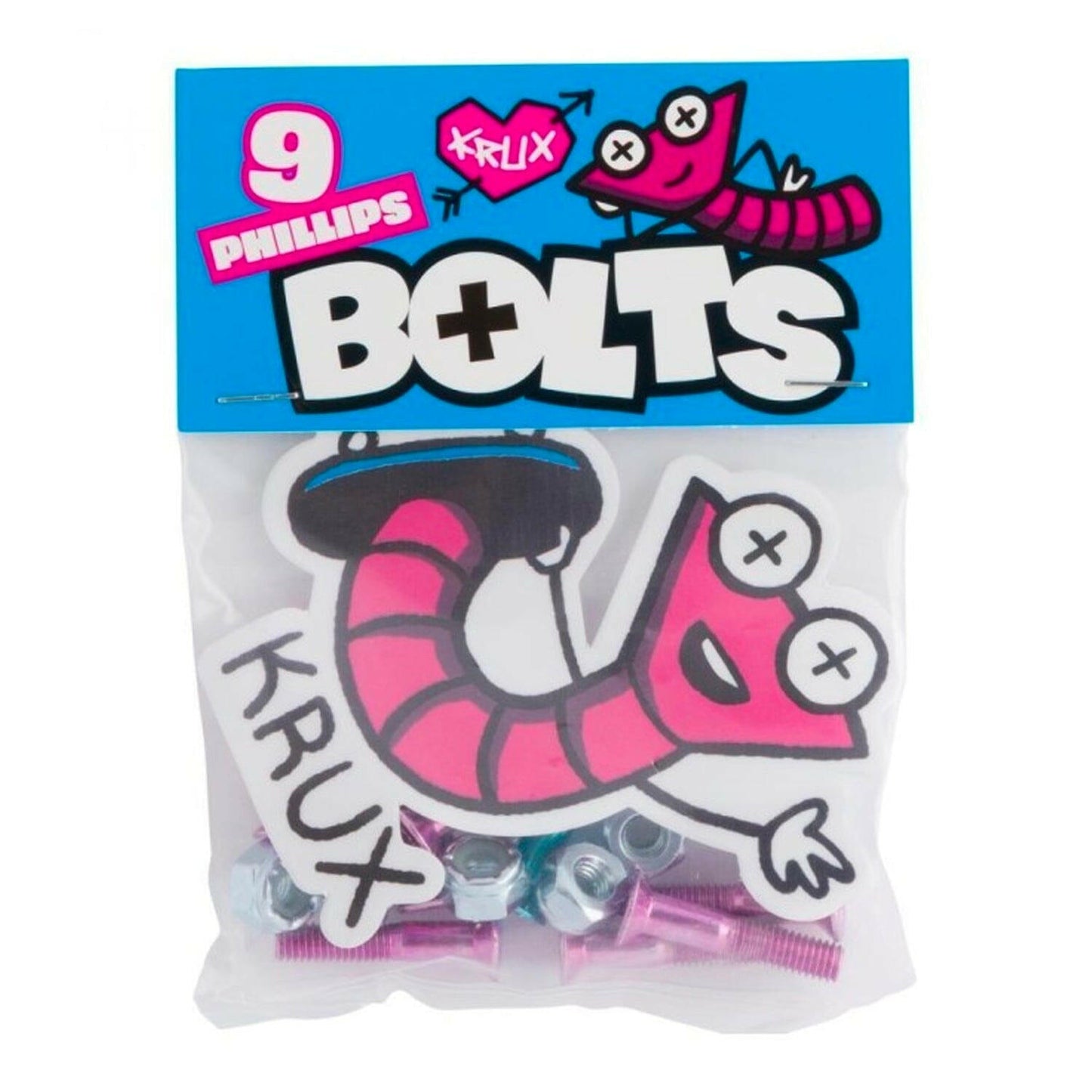 Krux - Krome Pink/Blue 1" Phillips Bolts.