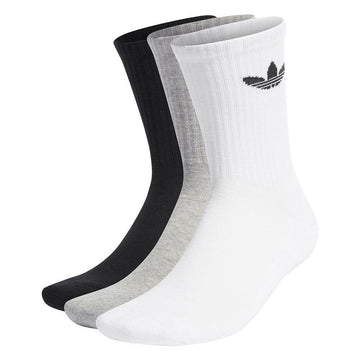 Adidas - Cushioned Trefoil Mid-Cut 3 Pack Crew Socks White/Grey/Black.