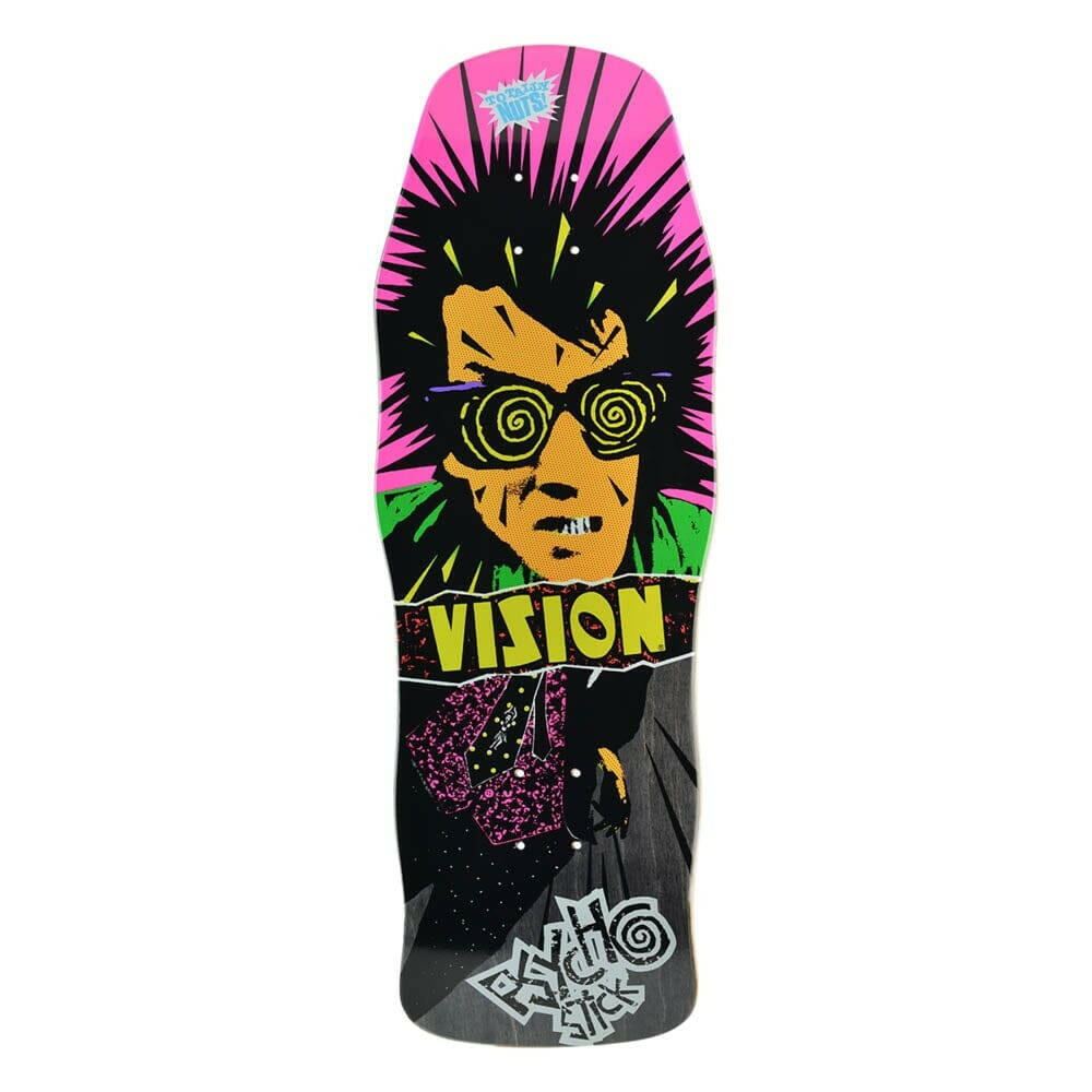 Vision - Psycho Stick Black Stain 10.0 Reissue Skateboard Deck.