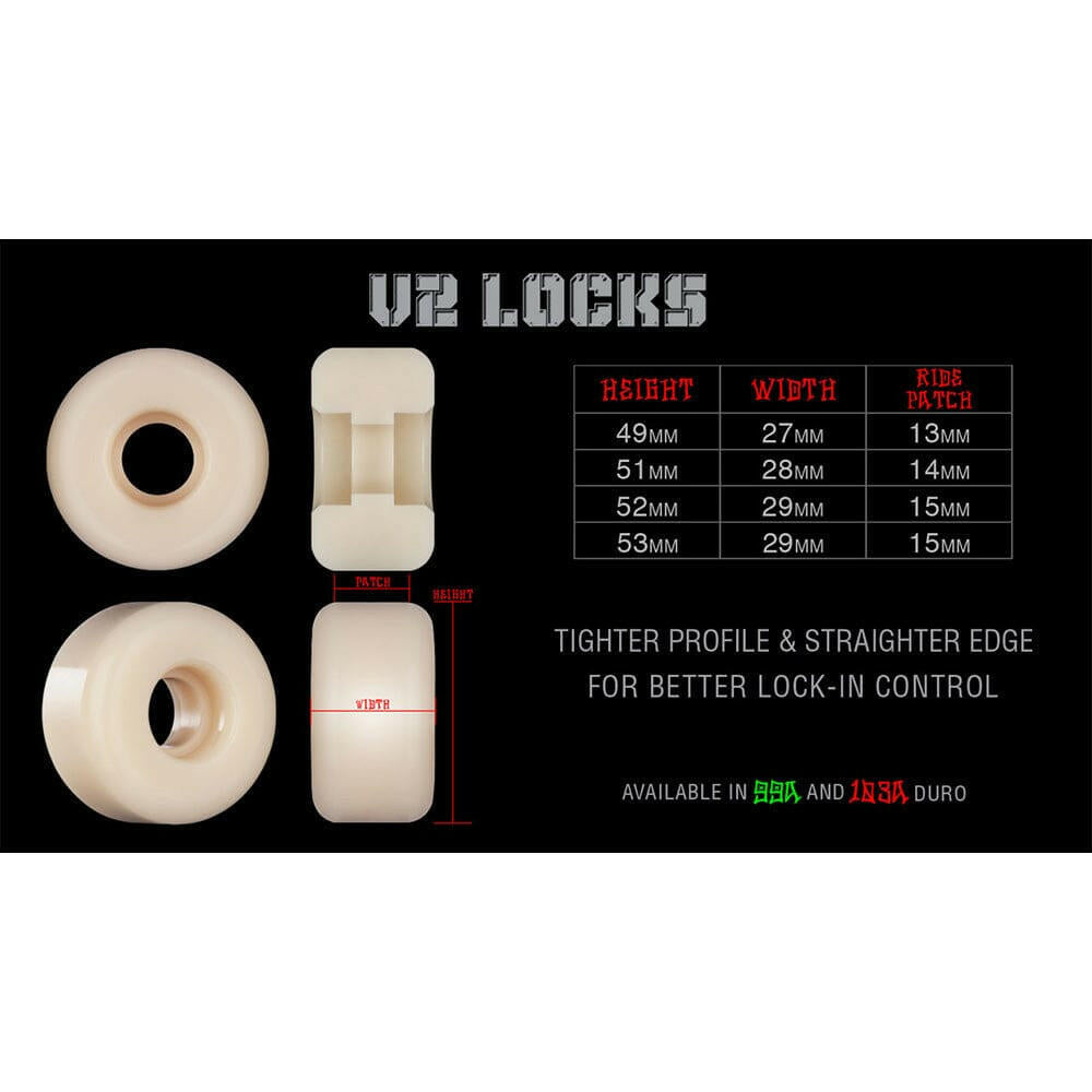 Bones - Retros 52MM 103A V2 Locks STF Skateboard Wheels.