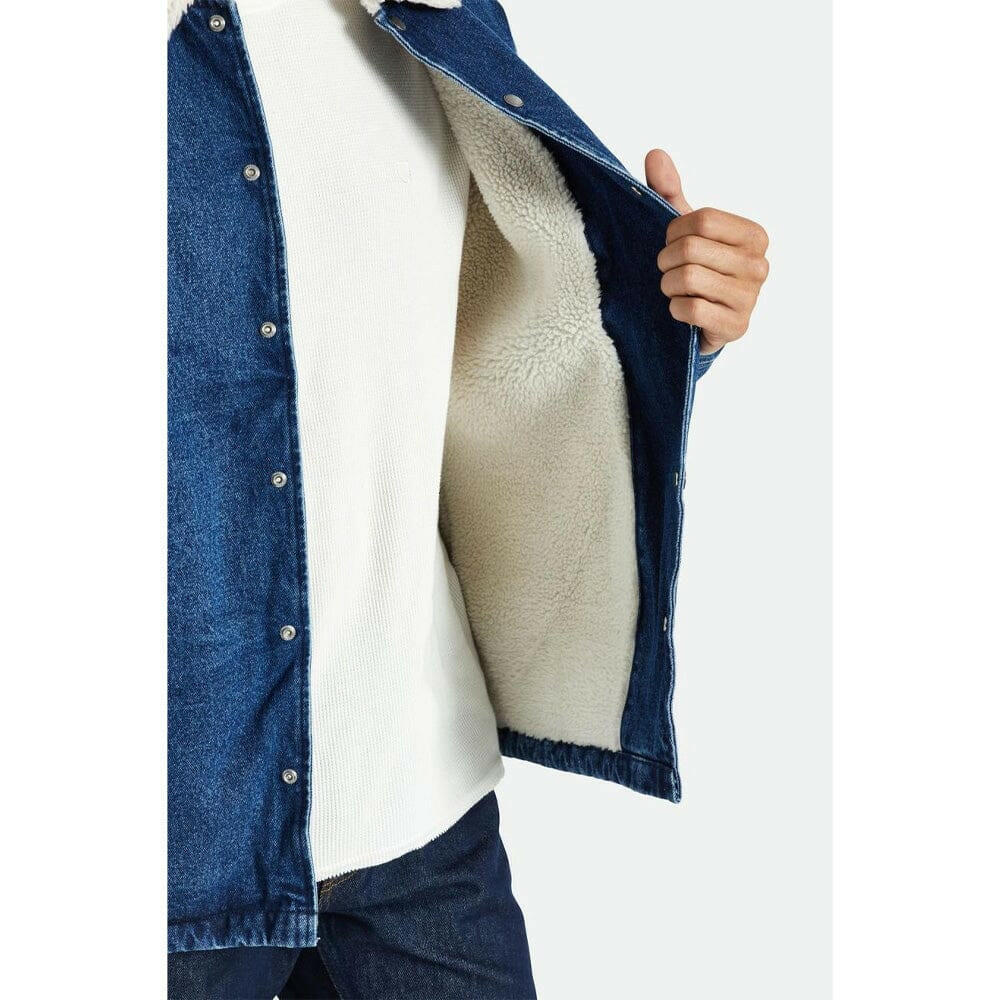 Brixton - Beta Sherpa Lined Coaches Jacket Worn Indigo.