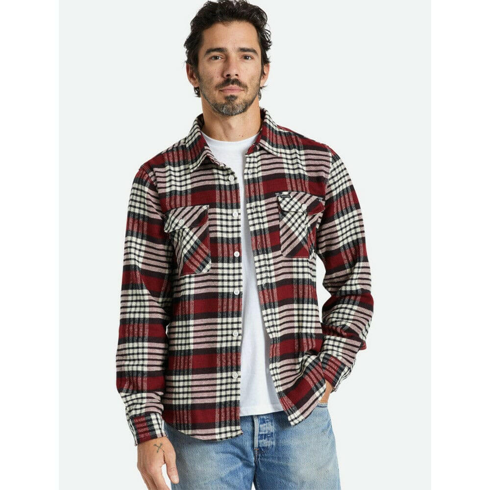 Brixton - Bowery Flannel Island Berry/Whitecap/Black.