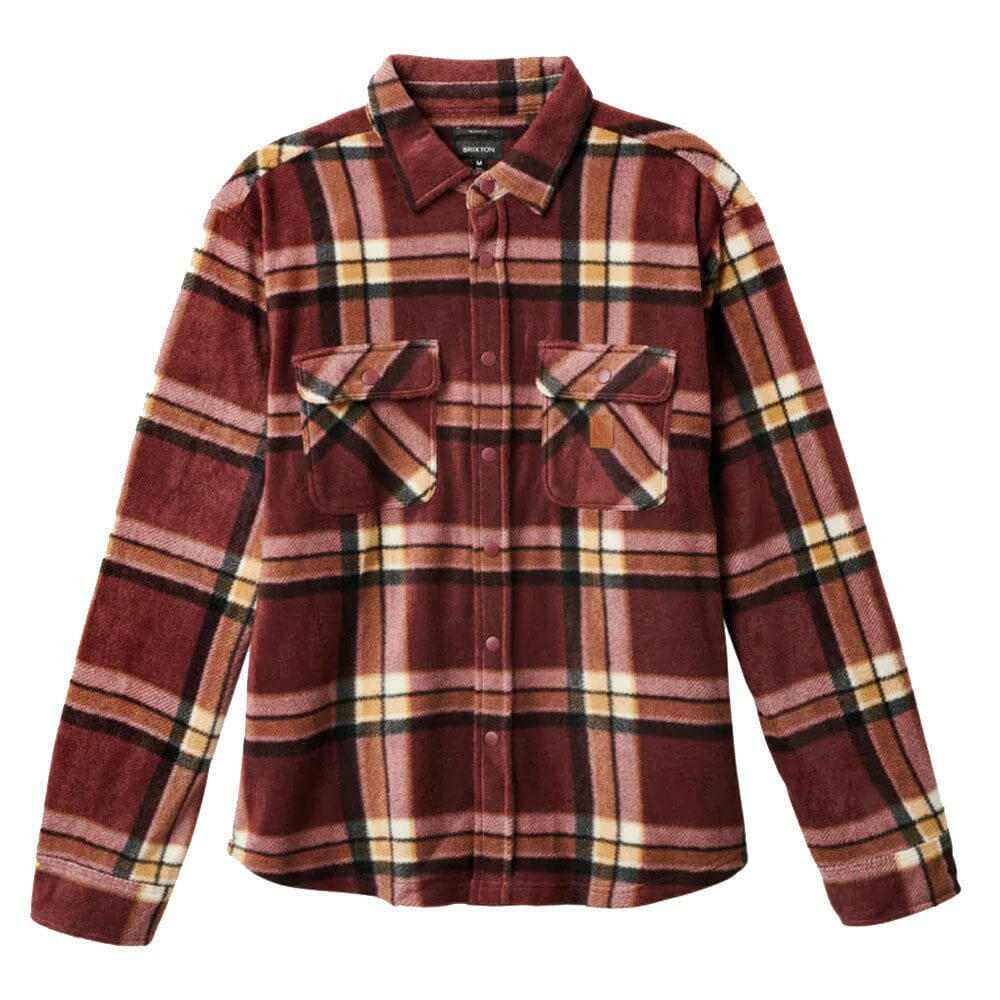 Brixton - Bowery Artic Stretch Fleece Flannel Mahogany Plaid.