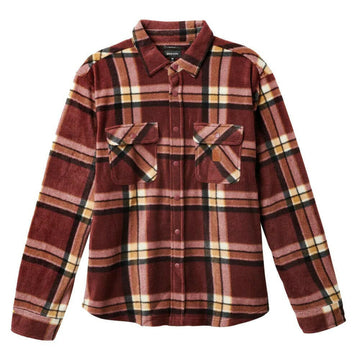 Brixton - Bowery Artic Stretch Fleece Flannel Mahogany Plaid.