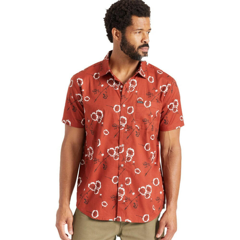 Brixton - Charter Print Shirt Burnt Henna/Off White.