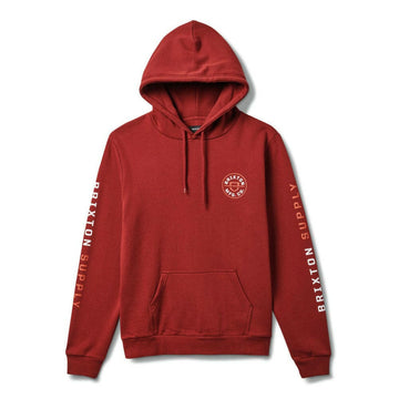 Brixton - Crest Hoodie Island Berry/Burnt Orange/White.