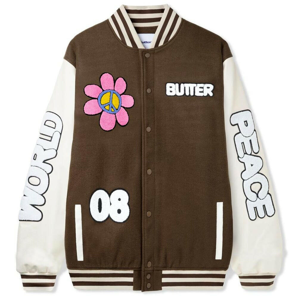 Butter Goods - World Peace Varsity Jacket Brown.
