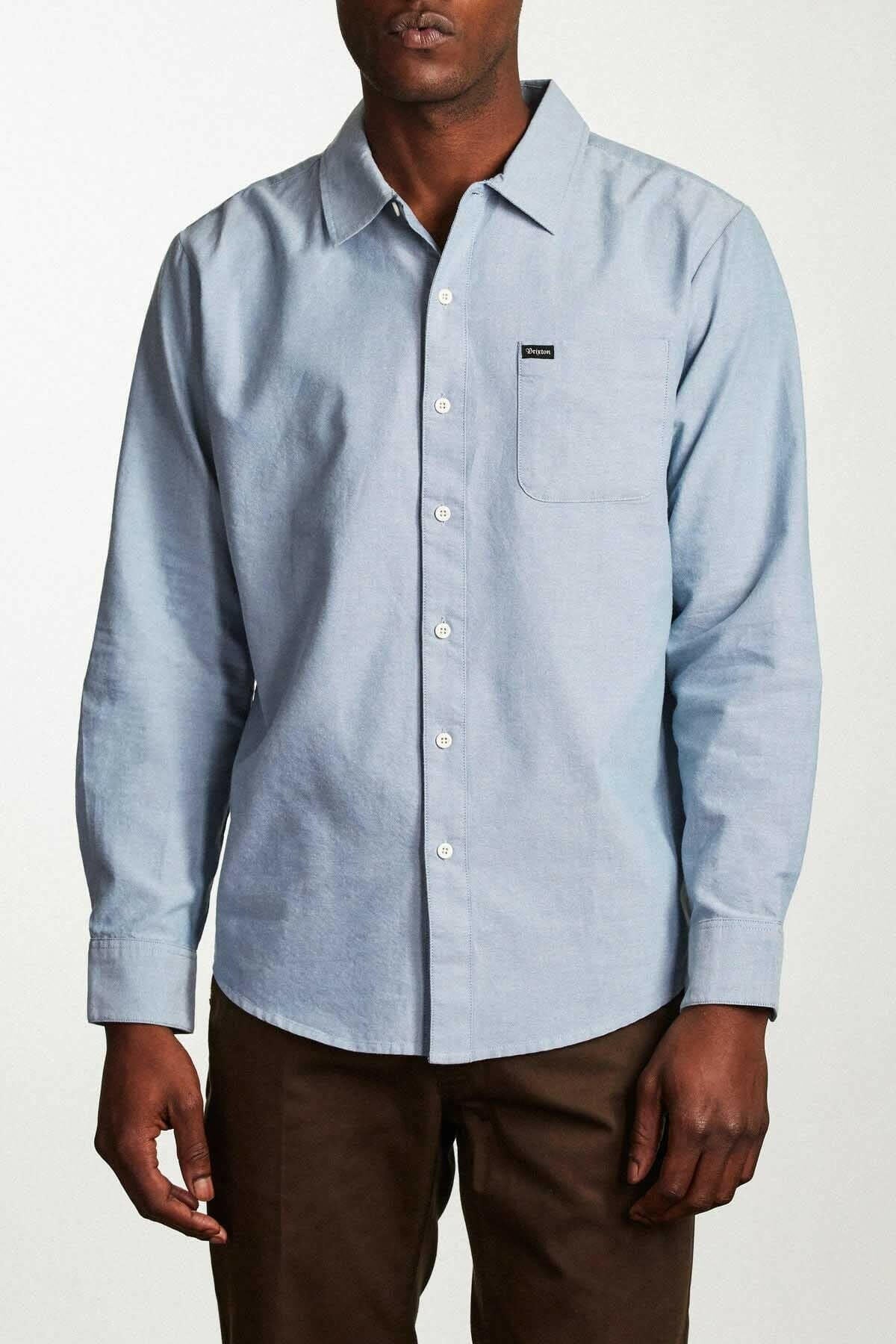 Brixton - Charter Oxford Mens Shirt Light Blue Chambray.