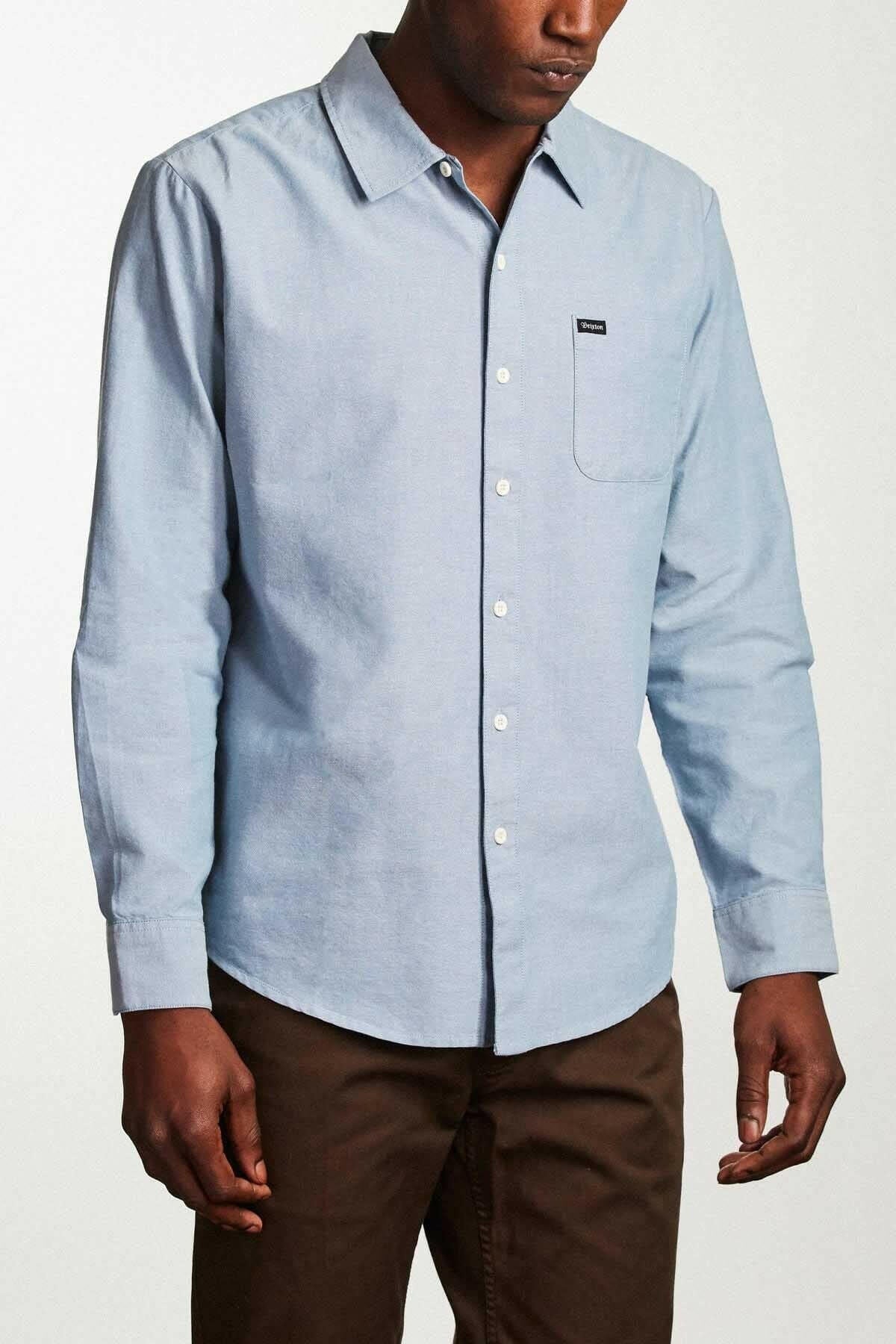 Brixton - Charter Oxford Mens Shirt Light Blue Chambray.