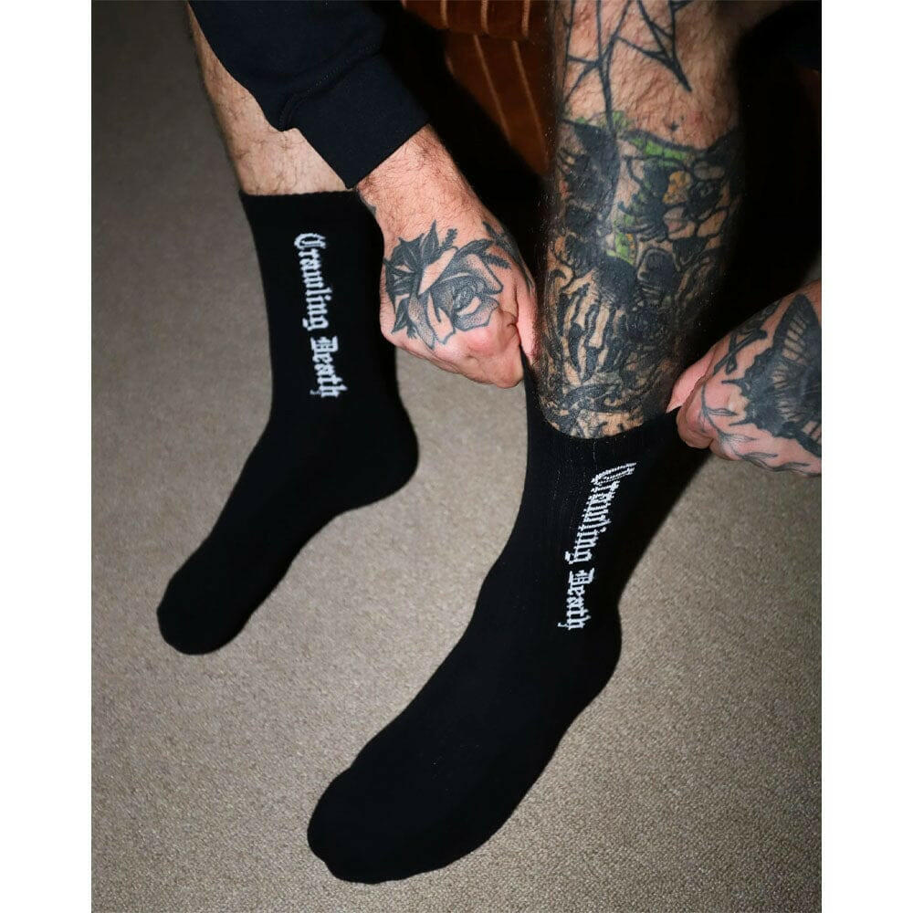 Crawling Death - Gothic Logo Socks Black.
