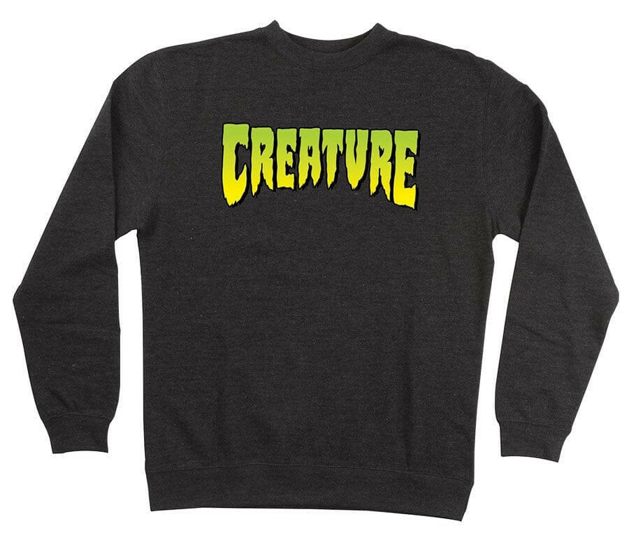 Creature Logo Mens Crew Charcoal.