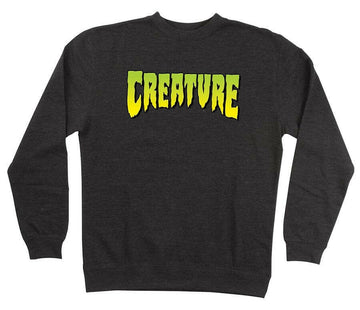 Creature Logo Mens Crew Charcoal.