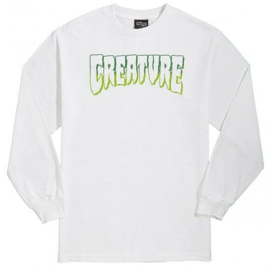 Creature Logo Outline Mens Longsleeve Tee White.