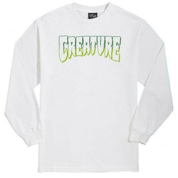 Creature Logo Outline Mens Longsleeve Tee White.