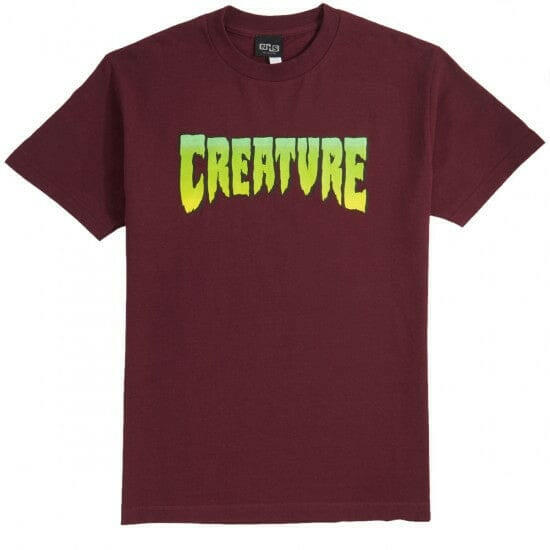 Creature Logo Mens Tee Burgundy.