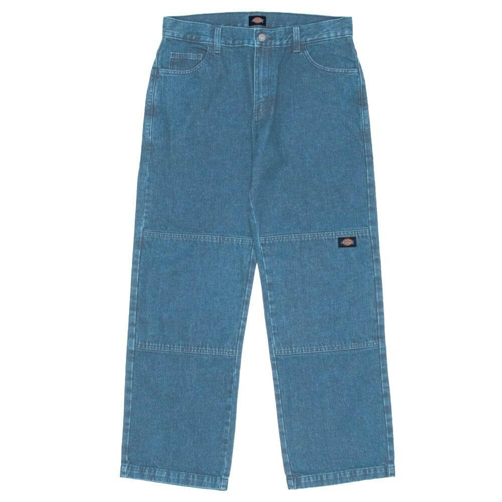 Dickies - 85-283 Double Knee Loose Fit Denim Jeans Stone Washed Indigo.