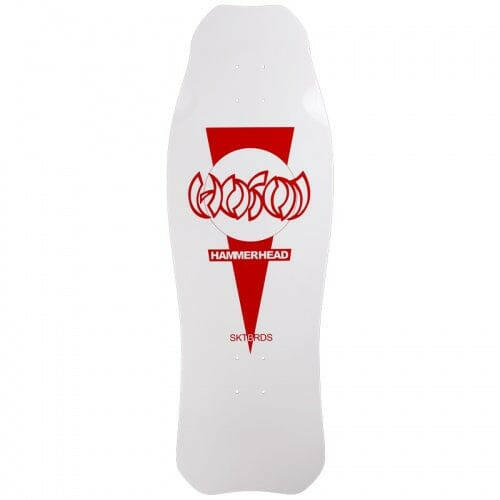 Hosoi - Hammerhead White/Red 10.375" Reissue Skateboard Deck.
