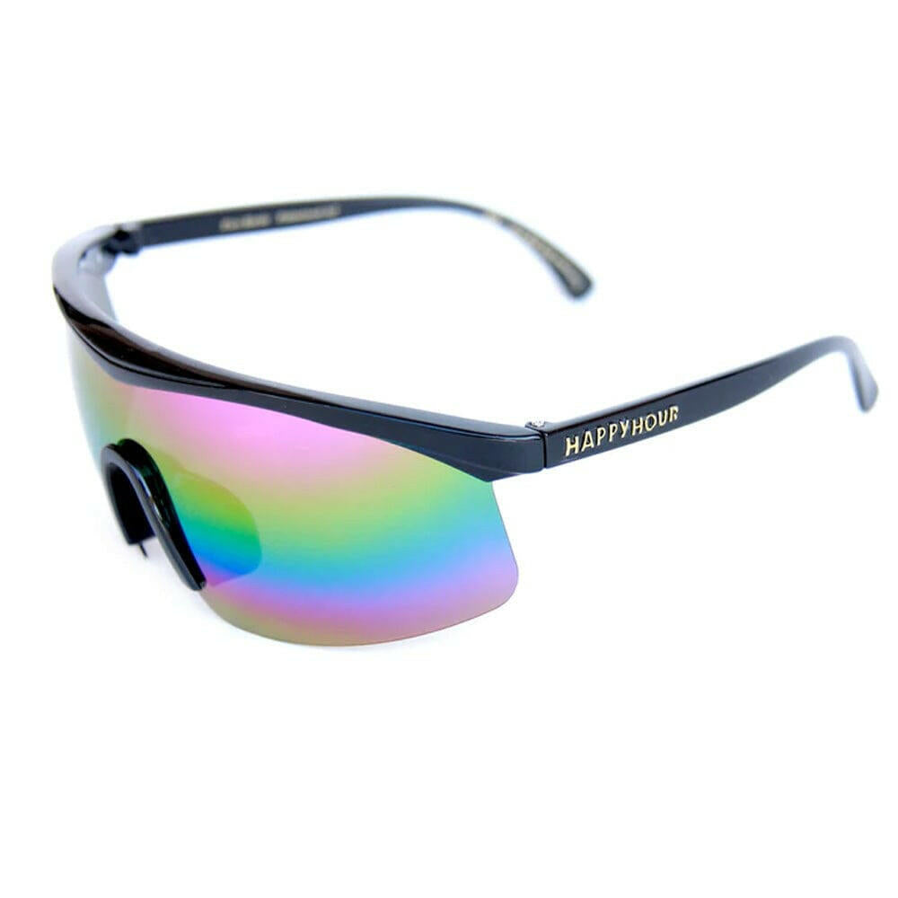 Happy Hour - Fire Birds Sunglasses Gloss Black/Polarized Rainbow Mirror Lens.