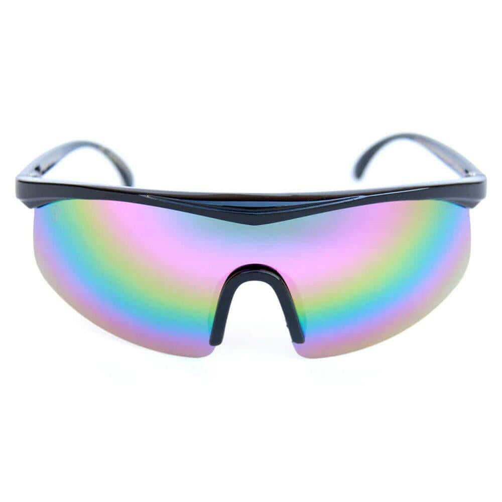Happy Hour - Fire Birds Sunglasses Gloss Black/Polarized Rainbow Mirror Lens.