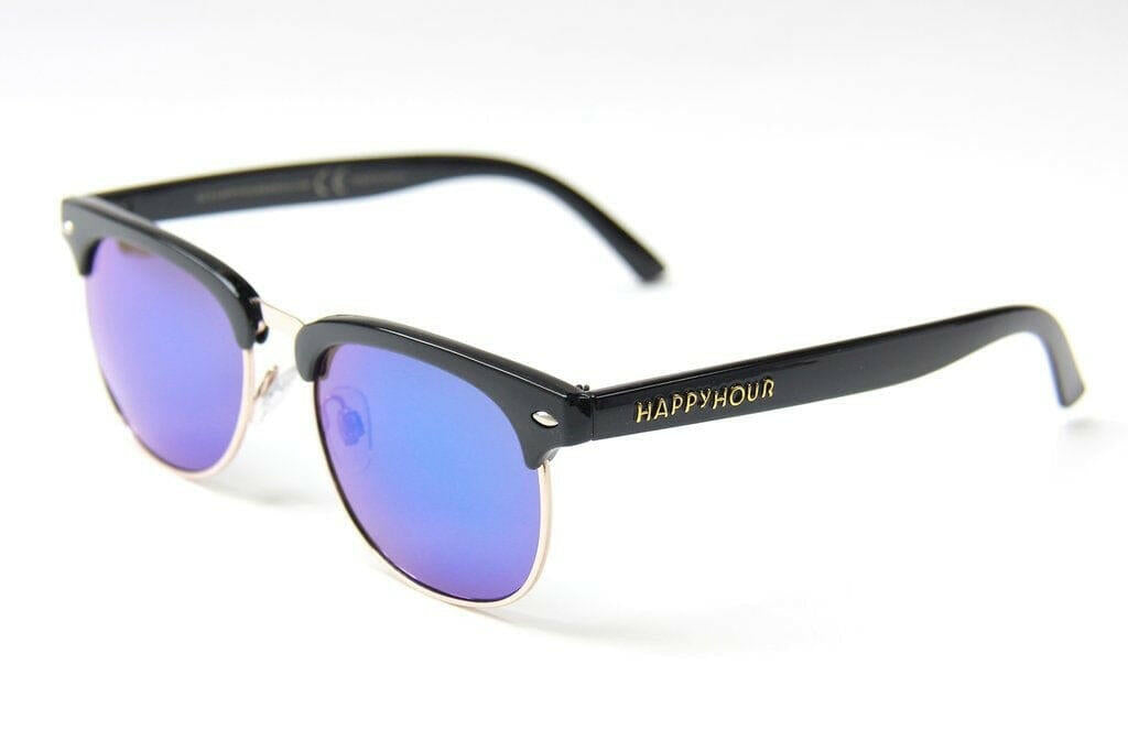 Happy Hour - Herman G2 Sunglasses Gloss Black/Blue Mirror.