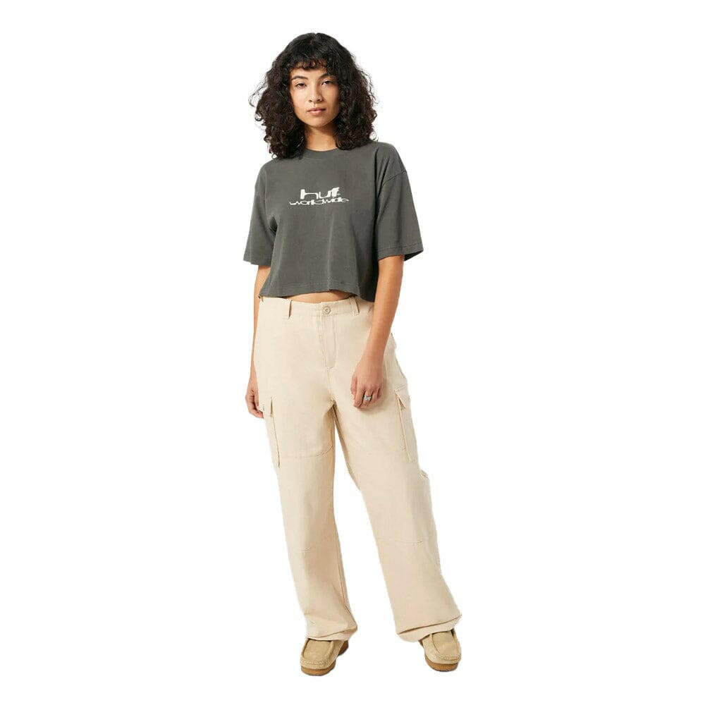 Huf Double Knee Womens Cargo Pants Stone