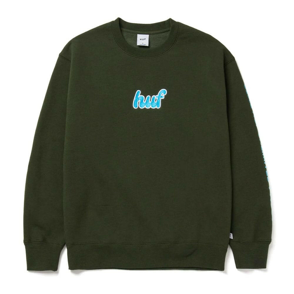 Huf - Italicized Womens Crew Hunter Green.