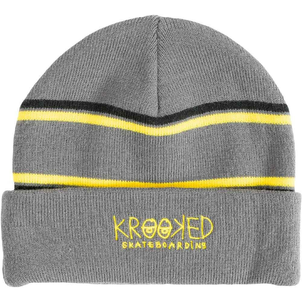 Krooked - Krooked Eyes Cuff Beanie Charcoal/Yellow/Black.