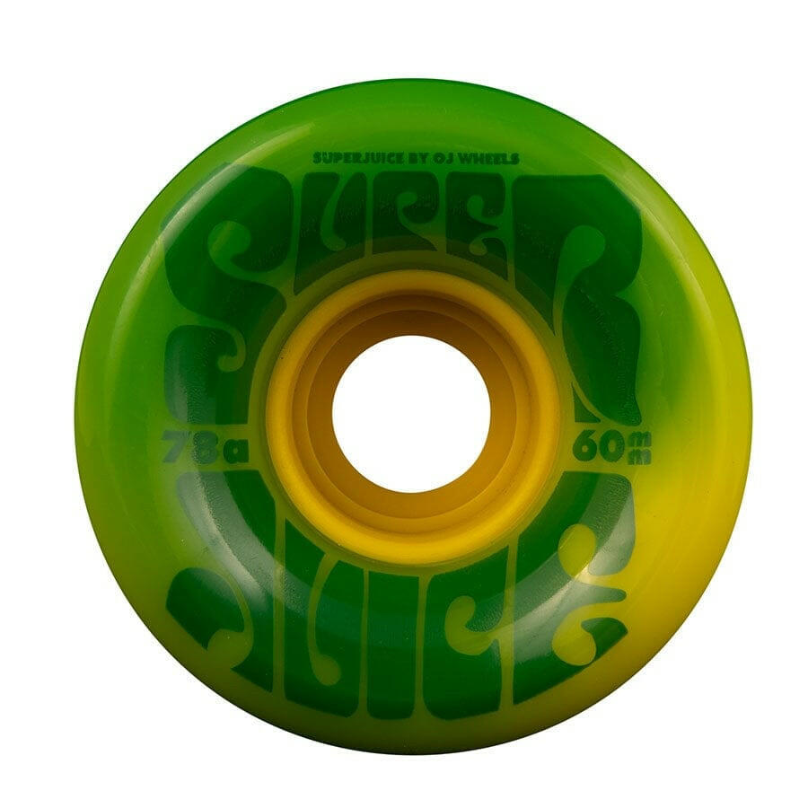 OJ - Super Juice Green/Yellow Swirl 60MM 78A Skateboard Wheels.